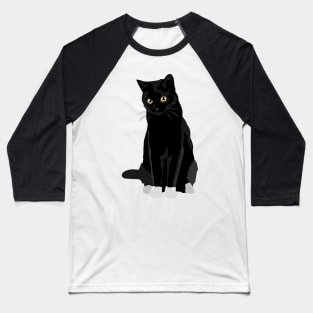 Black Cat with White Paws Baseball T-Shirt